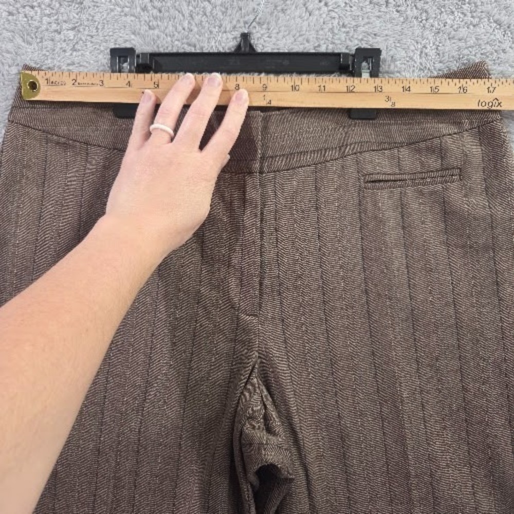 Chico's Women's 14 Brown Pinstripe Dress Pants Size 2.5 Straight Wide Leg Cuffed - Picture 5 of 13